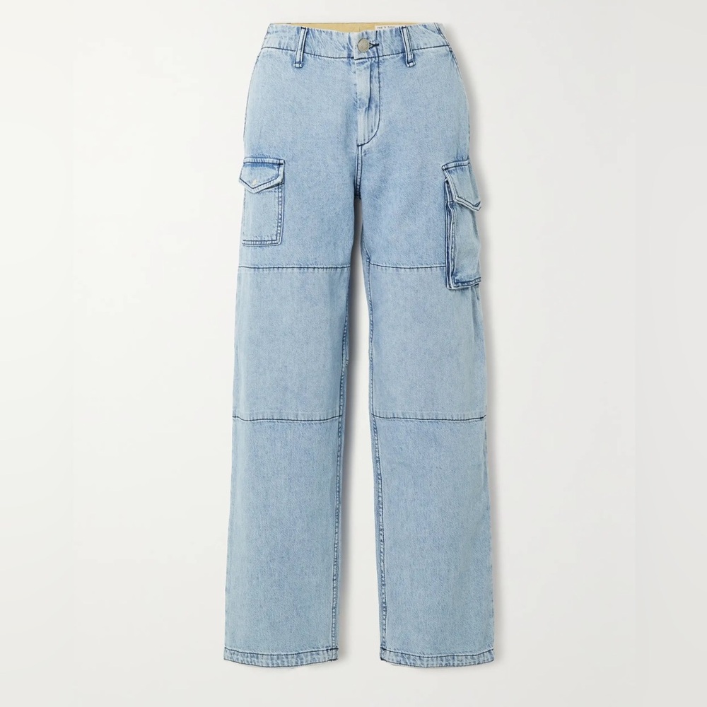Nora High Rise Wide Leg Linen Cargo Jeans in Lakeside